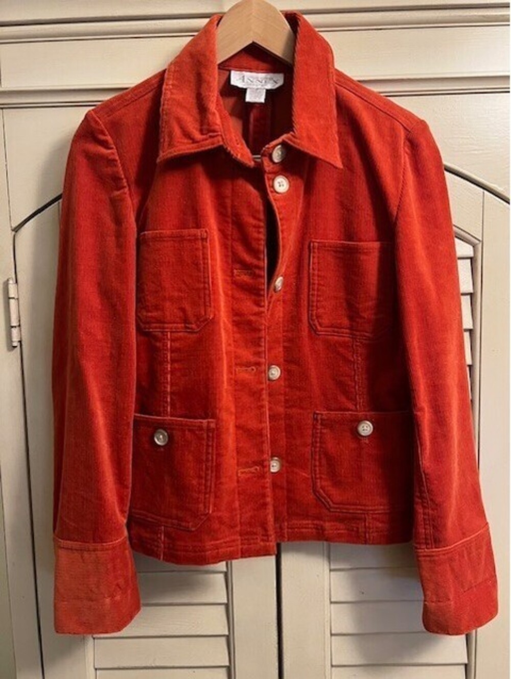 Casual Corner Women's Orange Corduroy Jacket Lightweight Pockets- Size Small
